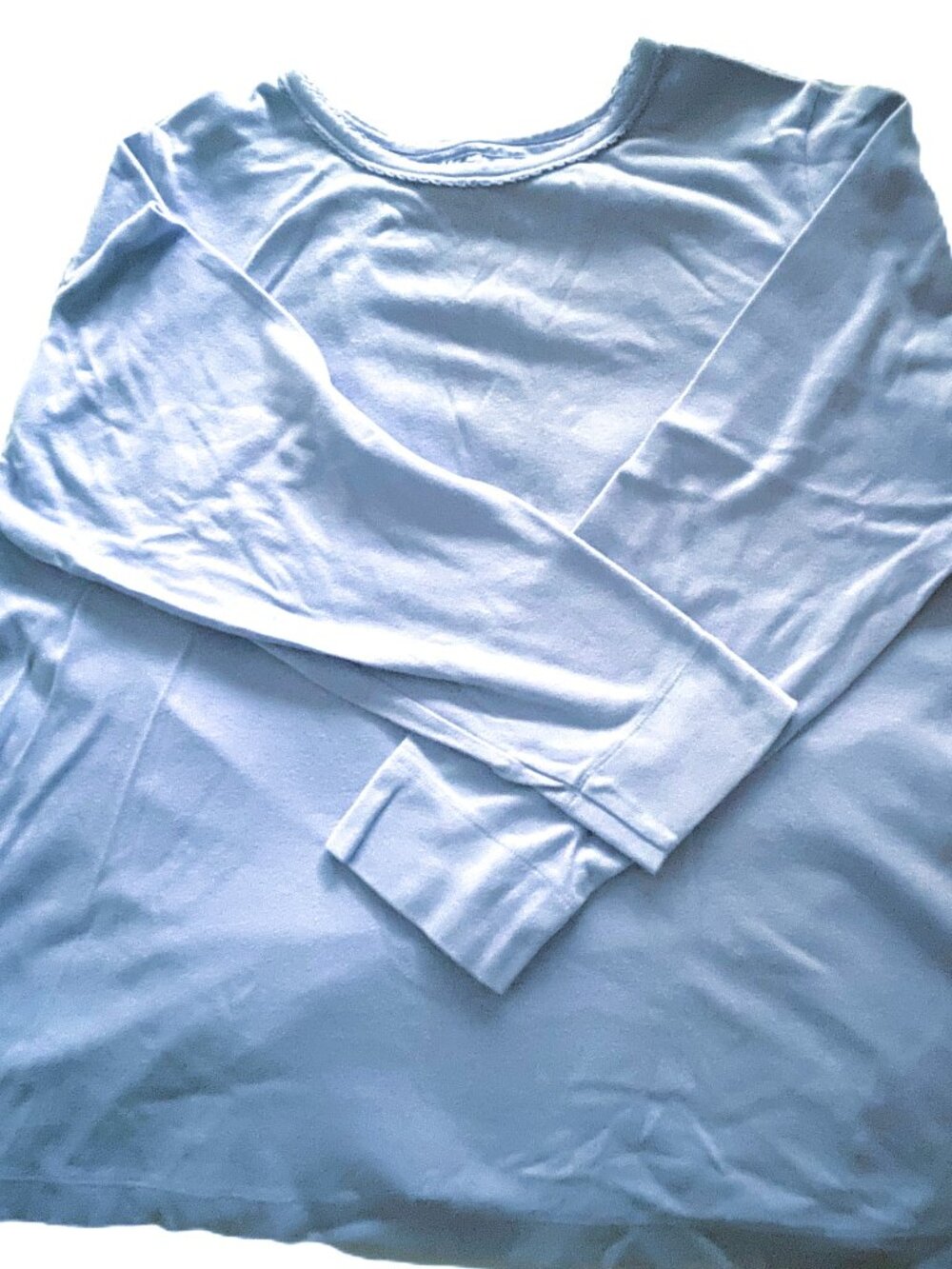 Lands' End Size 2L Light Blue Long Sleeve W/Fancy Collar Blouse (B031)